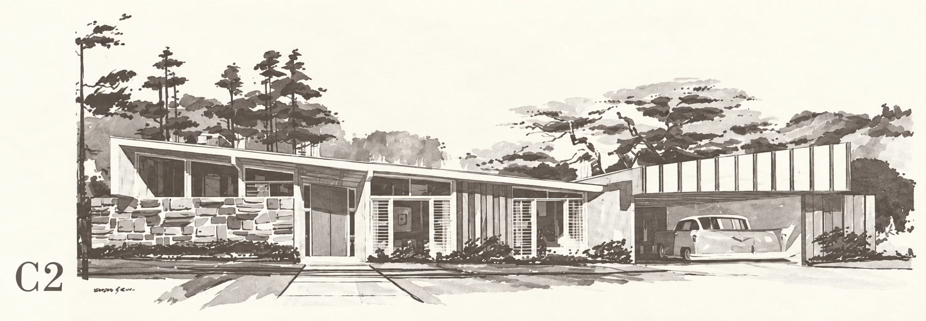 C2 model · Original sales brochure illustration, digitally restored.