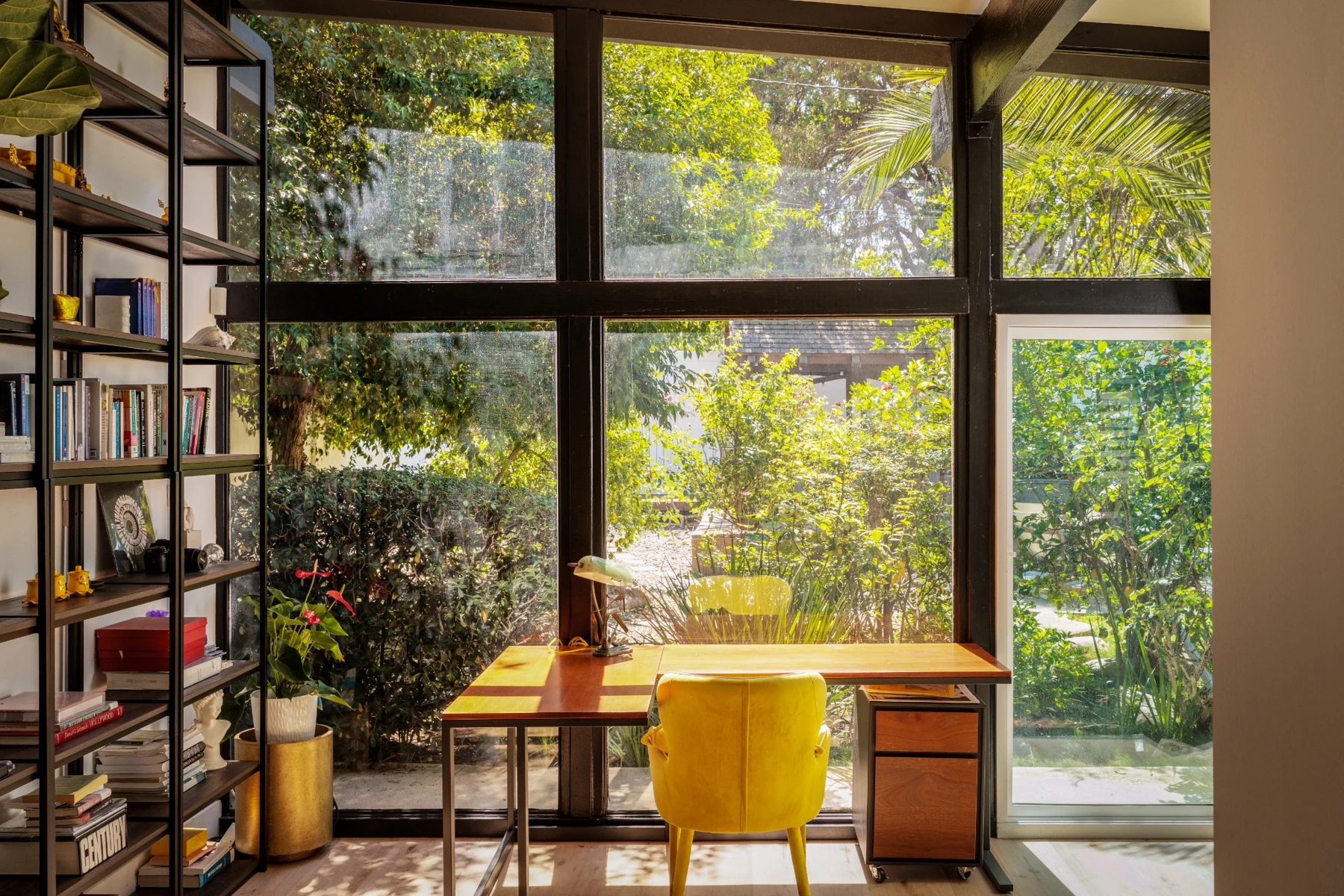 A place to work, with the garden in view.