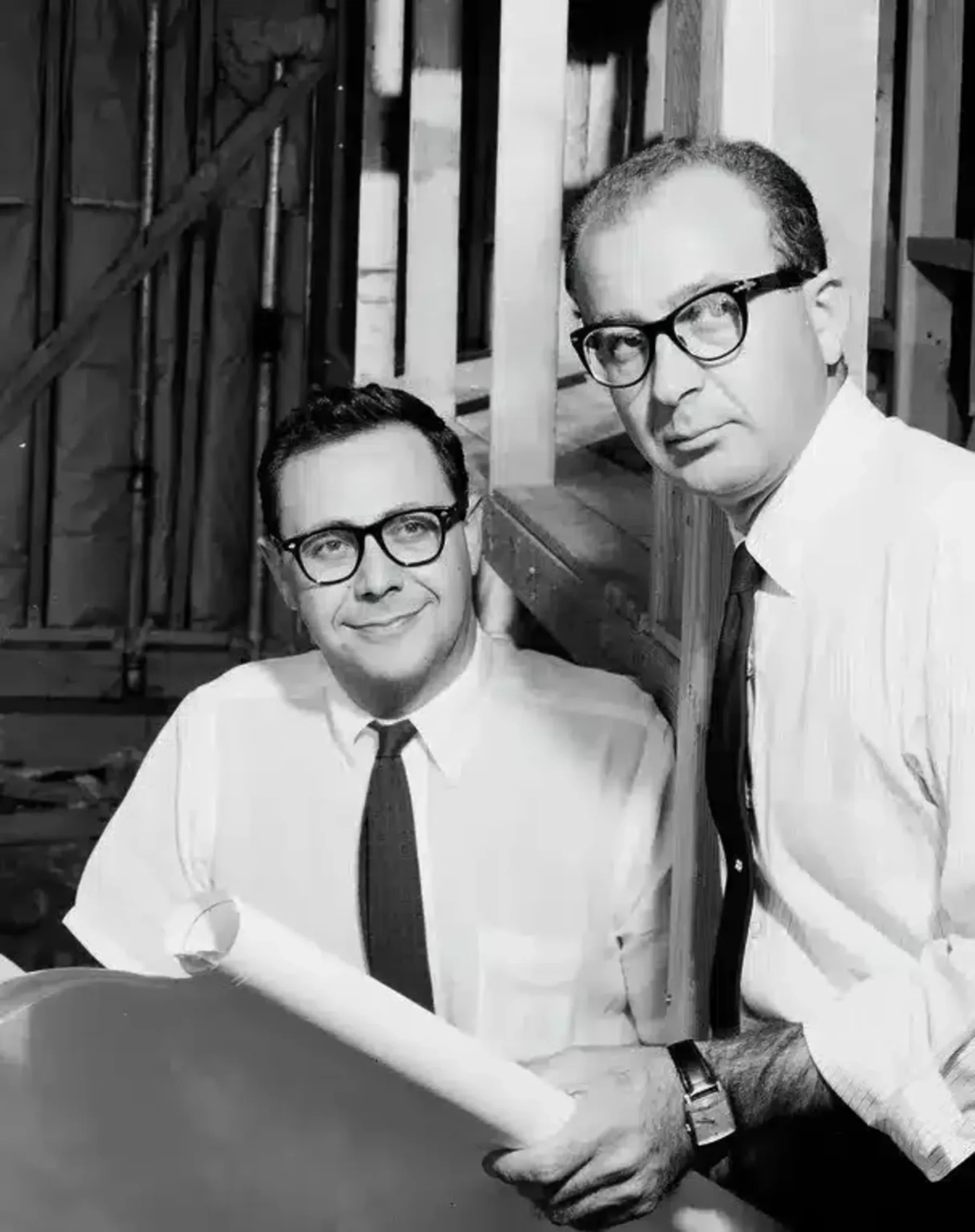 William Krisel and Dan Palmer, photographed by Julius Shulman in 1958