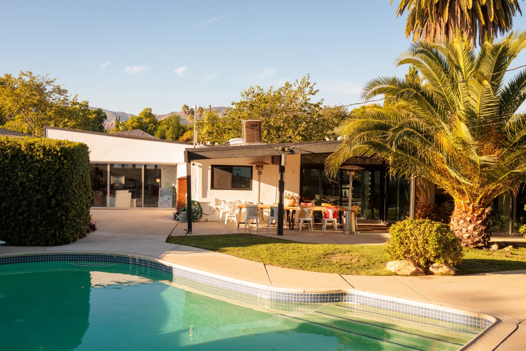 Outside / Your own pool and private grounds.